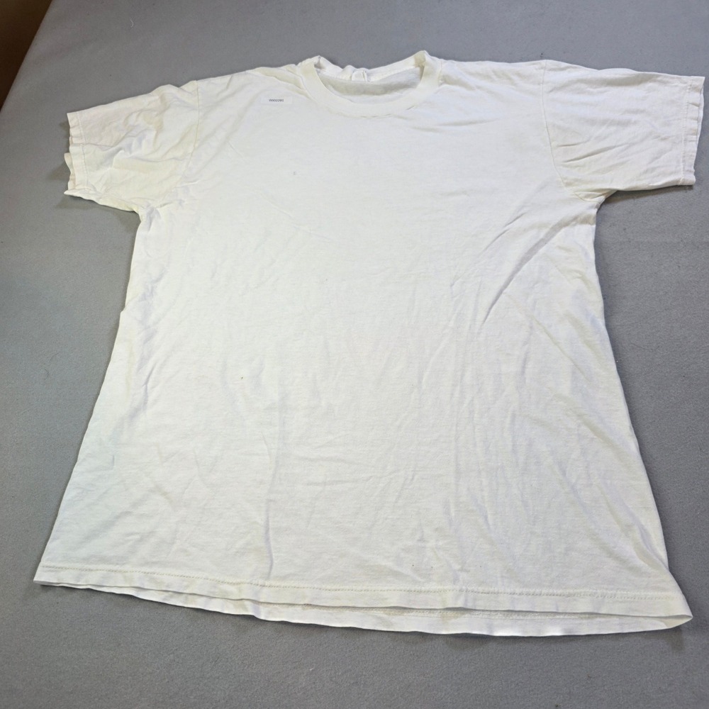 Vintage Fruit of the Loom White Blank T-Shirt Mens XL Distressed Single Stitch